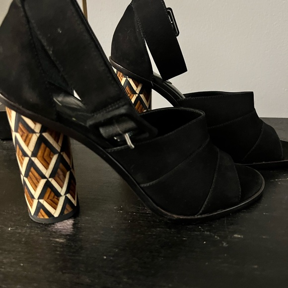 Size 9 Black Suede Brian Atwood open toed heels -new - Picture 3 of 7